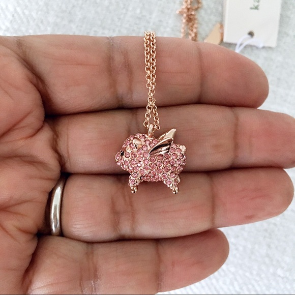 Kate Spade Imagination Pavé Pig Mini Pendant Flying Pig Necklace - Picture 3 of 5